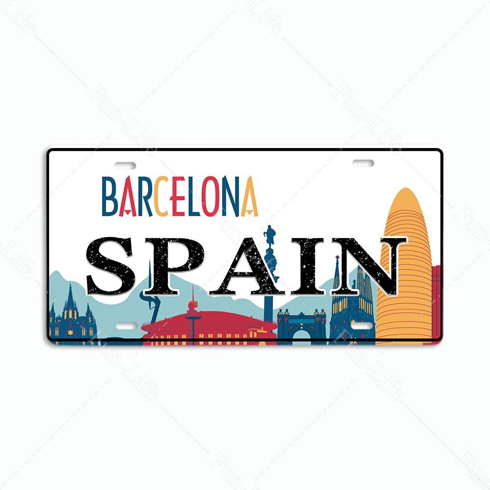 Винтажный плакат с номером автомобиля Испании/СИДНЕЯ Популярный город Бразилия Национальный флаг Ретро жестяные знаки Наклейки для домашнего декора