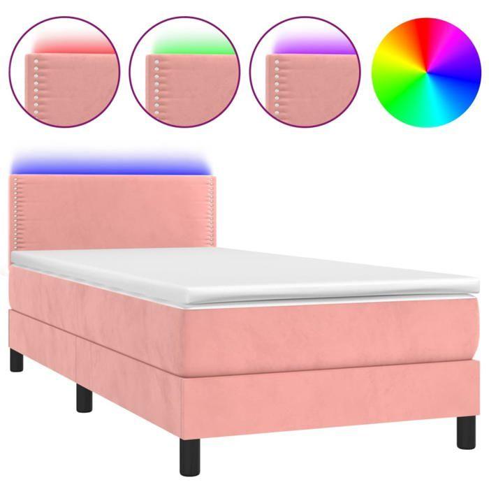 Maison Exclusive - Sommier à lattes de lit avec matelas LED Rose 100x200cm Velours