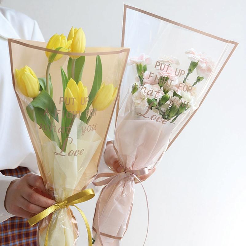 50 шт. упаковочная бумага для букета роз цветы прозрачный полиэтиленовый упаковочный материал для подарков на свадьбу флористические принадлежности