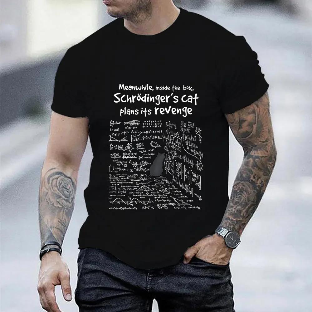 Мужские футболки Cat's Revenge, забавная математическая футболка, мужская и женская одежда, топы с коротким рукавом, модная футболка с рисунком из мультфильмов и аниме