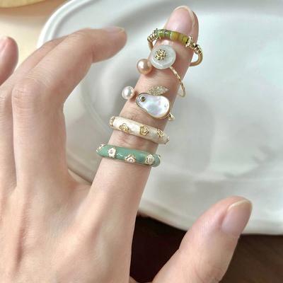 Кольцо с жемчугом Bunny, модное кольцо в стиле Хепберн, женское, нишевый дизайн, высокое чувство