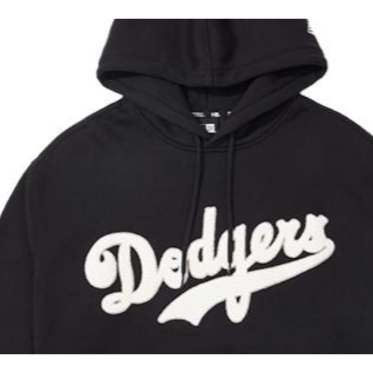 New Era FW23 MLB Лос-Анджелес Dodgers Ретро Свободный Флисовый Худи с Вышивкой Букв Унисекс Худи Черный 13781132