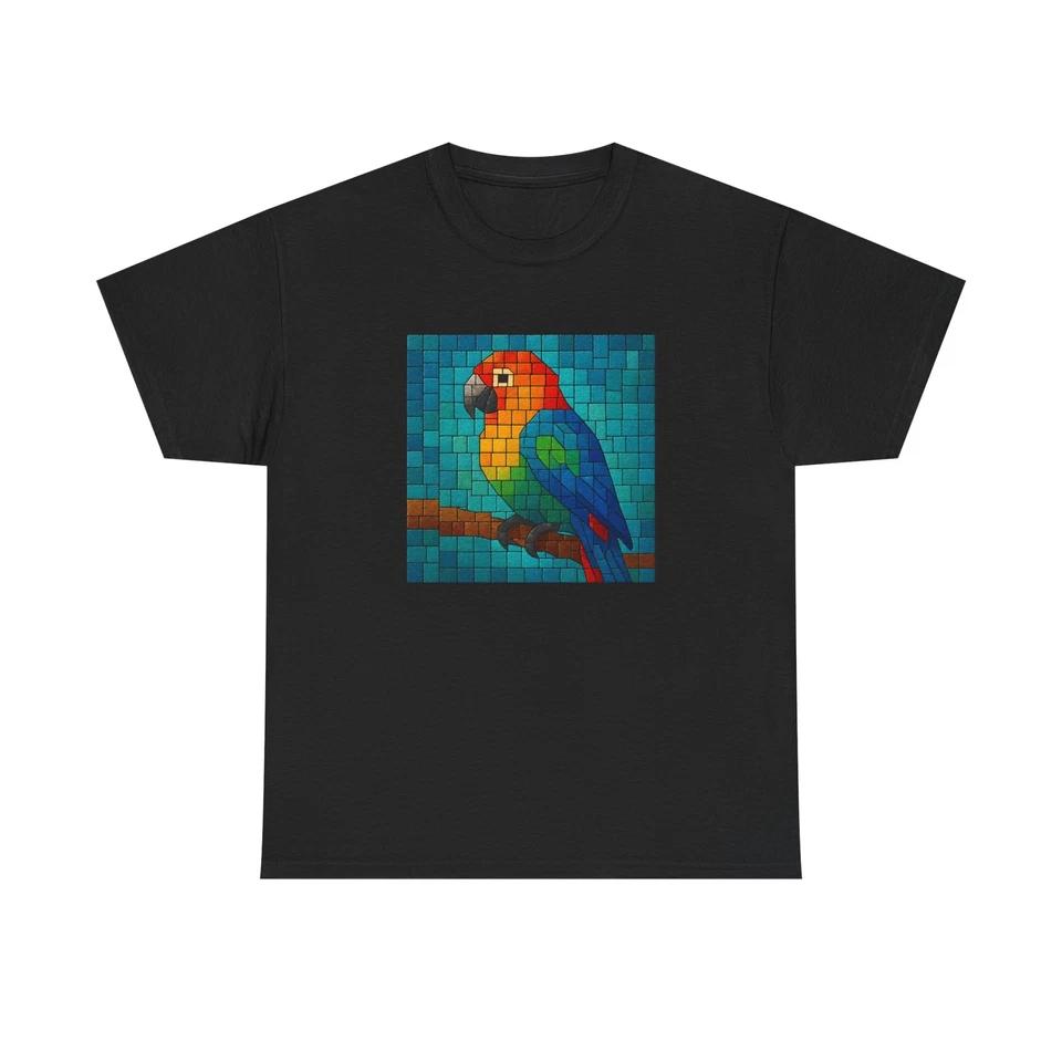 Unisex Adult T Shirt Mosaic Parrot Block Art Bird Lover Gift
