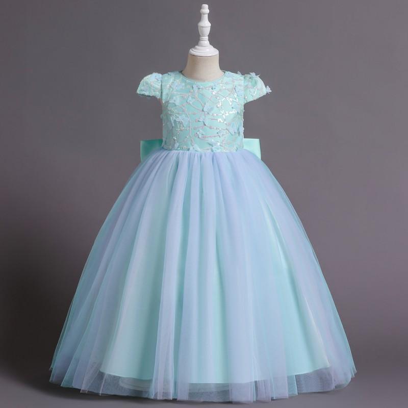 Girls Princess Dress Long Tulle Gown Kids Formal Party Wear Size 110-160cm