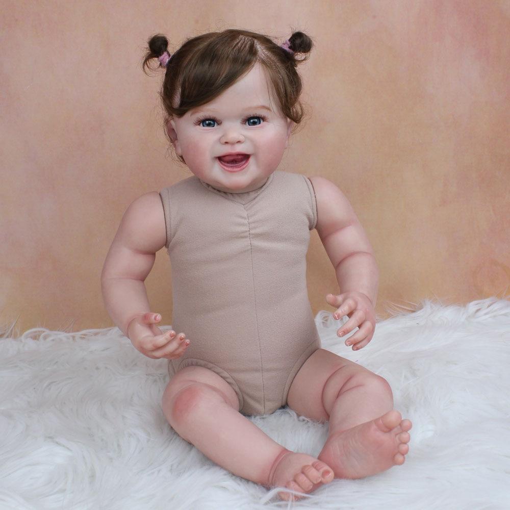 Мягкая силиконовая игрушка Reborn для девочек с 3D-краской, реалистичная 55 см, улыбающаяся принцесса для малышей Bebe, художественная кукла с венами, игровой домик