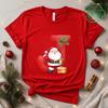 Christmas SantaAlphabet Letter Print T-shirt Short Sleeve Crew Neck Casual Top Kids Festive Holiday Women's Clothing Top
