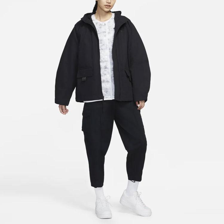 Nike Спортивная ветровка 2-в-1 с простым капюшоном и хлопковой курткой Женская верхняя одежда черного цвета DD4661-010