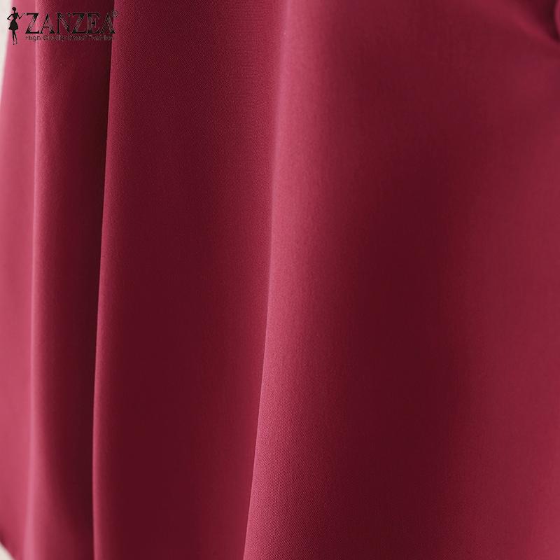 ZANZEA Women Casual V-Neck Solid Color Loose 3/4 Sleeve Blouse