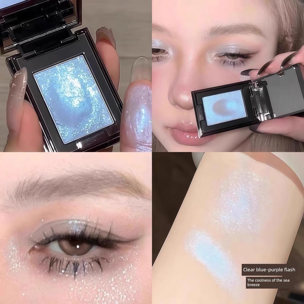 Smoky Sparkling Diamond Effect! Single-Color Crystal Eyeshadow Palette in Purple, Green, and Blue with Multi-Use Iridescent Paste, 2025 New Model