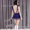 Сексуальное нижнее белье в студенческом стиле, комплект из топа-трубы на бретелях и плиссированной юбки с вырезами, чистая студенческая одежда