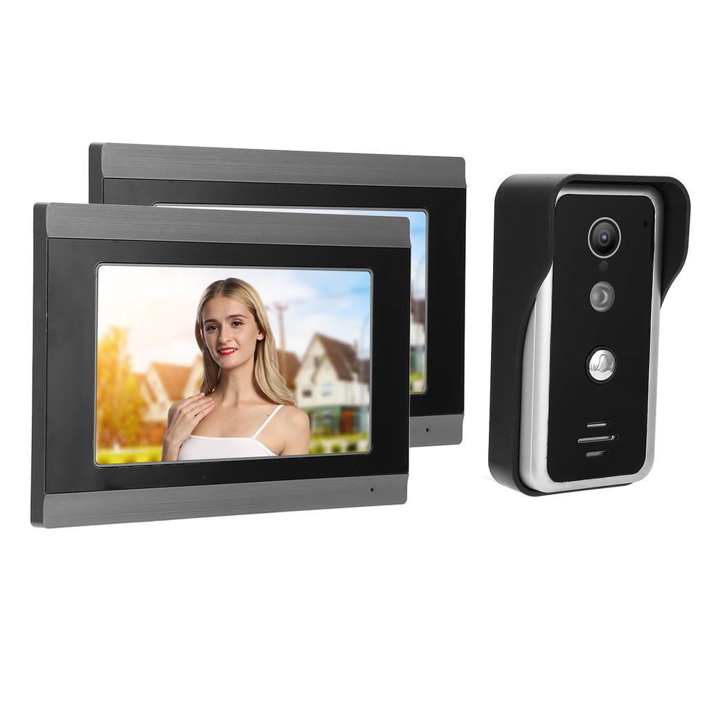 Проводной видеодомофон WIFI с 2-мя 7-дюймовыми мониторами и пультом дистанционного управления через приложение для TUYA