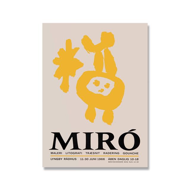 Рамка из цельного дерева, современный Матисс Уорхол, Миро, абстрактное настенное искусство, печать плакатов, мультяшный банан, фреска, холст, картина, детская спальня, украшение для дома