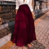 Women Fashion Solid Color Loose Pleated A-Line Skirts