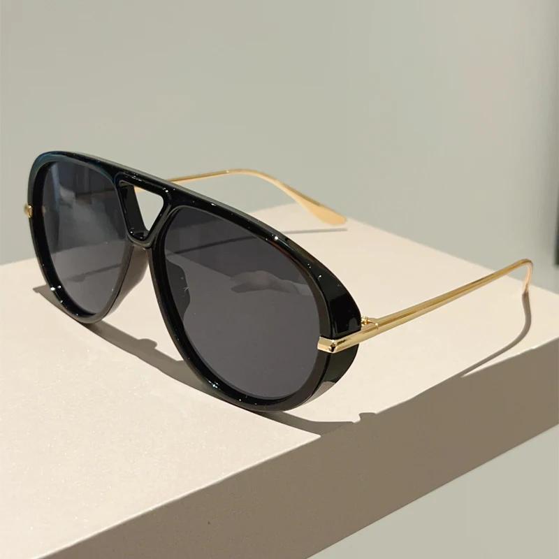 Oversized Pilot Sunglasses New In Vintage Double Bridge Sun Glasses Women Trendy Luxury Brand Design Outdoor Shades Glasses