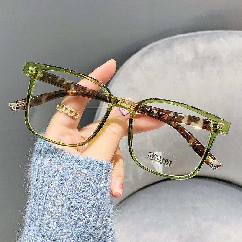 Internet celebrity glasses frame gm frame plain mirror anti-blue flat light glasses black thick frame tr square frame glasses
