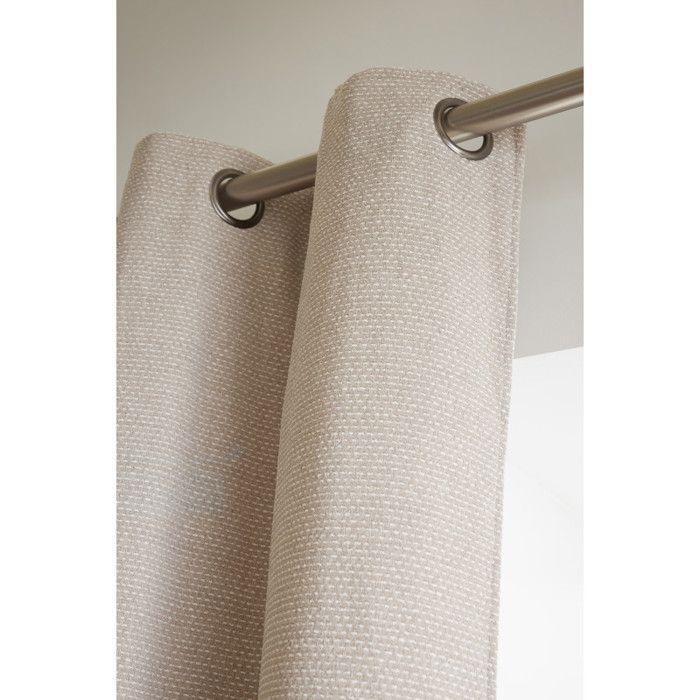 Rideau + 8 œillets 140 x 240 cm fils teints jacquard "Elios" Le fil d'Ariane - Taupe