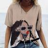 2024 Новая женская футболка с 3D-принтом, женская футболка с V-образным вырезом и короткими рукавами, повседневная уличная универсальная одежда, женская футболка