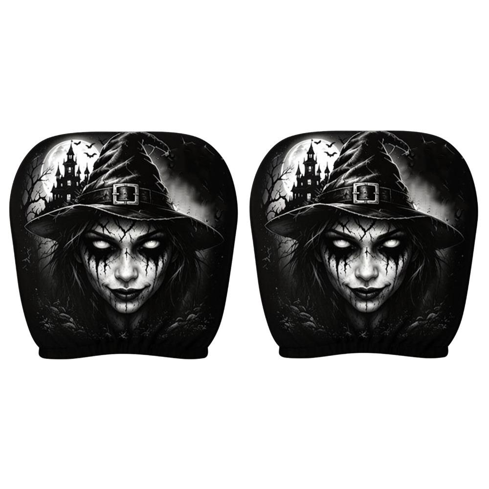 2Pcs Scary Face Printing Car Headrest Cover Car Headrest Protector Auto Interior Accessories