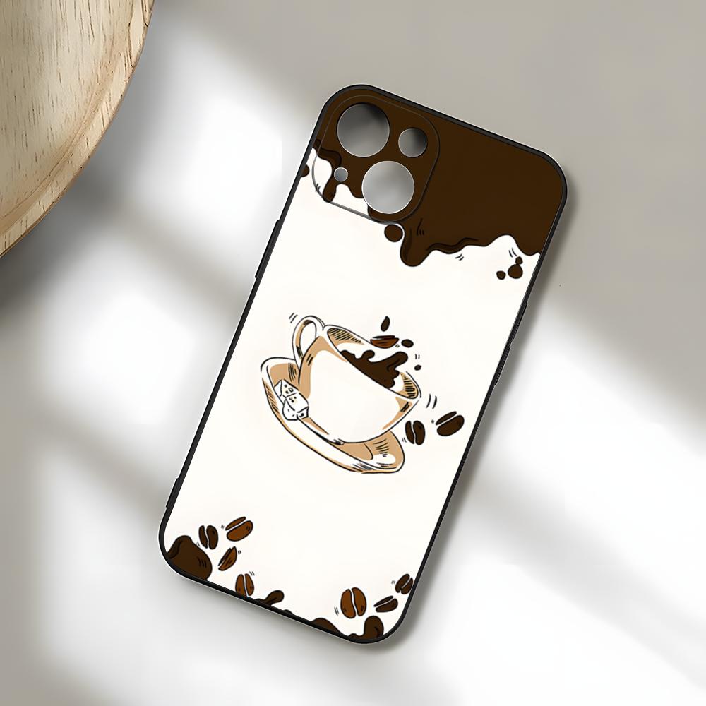Чехол для телефона с рисунком 'Кофе-арт' для iPhone 17 Pro Max 15 Pro 16 14 Plus 12 13 Mini 11 Pro, противоударный, мягкий