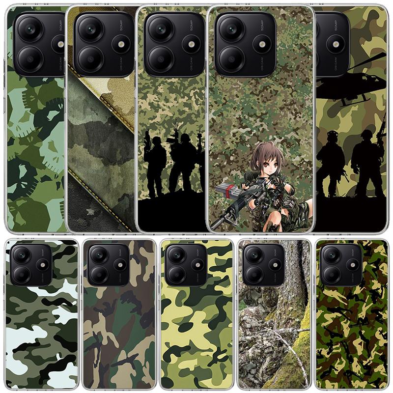 Camouflage Military Soft Cover for Xiaomi Redmi Note 15 14 13 12 Pro Plus Phone Case 14S 11S 11T 11E 10S 10 4G Pattern Shell Red