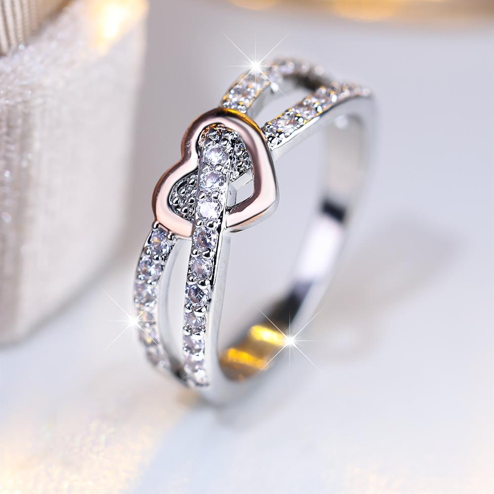 Изысканный двойной дизайн серебряного цвета с полым сердцем и бесконечностью, парное кольцо для женщин, свадебные украшения для невесты