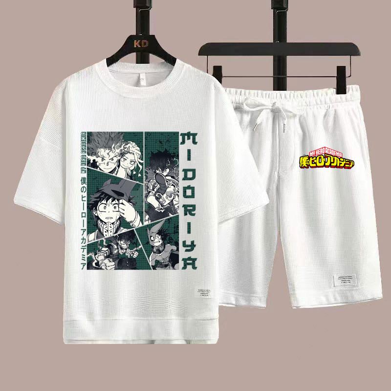 Мой герой Мидория Изуку мужские футболки шорты комплекты летние новые модные мужские футболки топы нижний костюм мультфильм аниме мужской комплект одежды