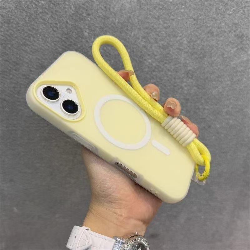 Для Magsafe Конфетный Контрастный Шнурок Магнитный Чехол для iPhone 17 16 15 Pro Max 14 Plus 11 12 13 17 Air Ремешок на Руку/Запястье Матовый Чехол