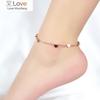 Anklet For Women Rose Gold Color Titanium Steel 7 Heart Double Layer Fashion 316l Stainless Jewelry (Ga106 )
