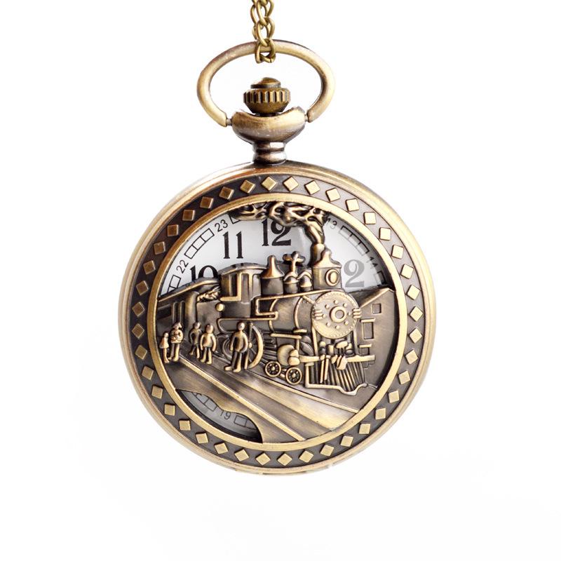 Unisex Hollow Locomotive Quartz Pocket Watch - Casual Style