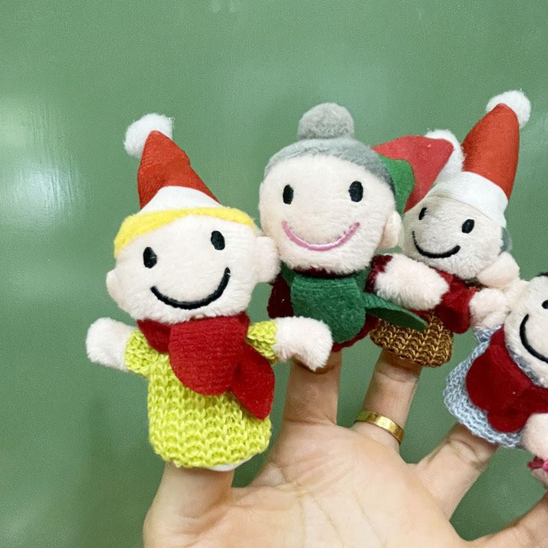 Рождественские Плюшевые Игрушки Семейный Набор Пальчиковых Кукол Из Коротковорсового Хлопка Для Детей