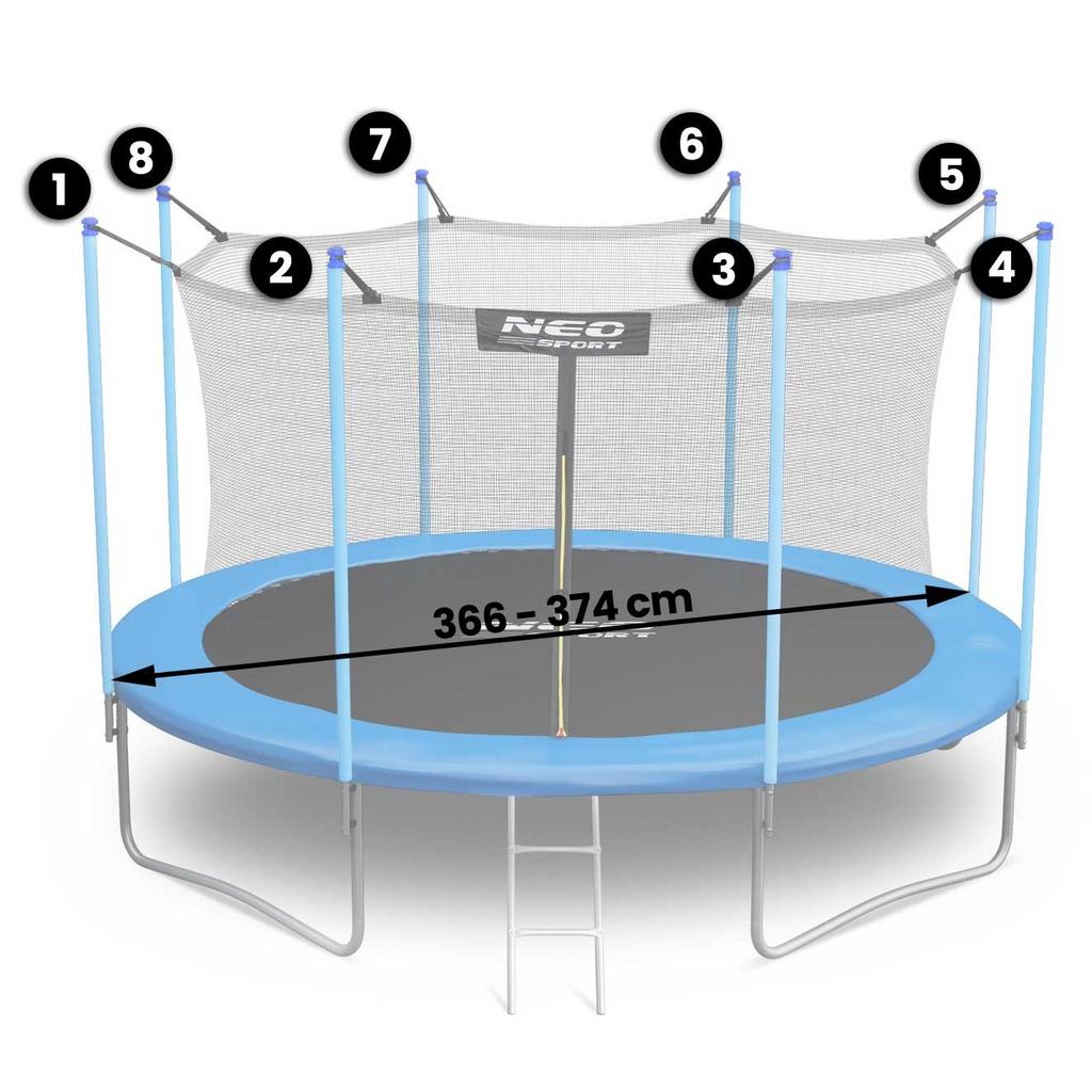Inner Net For 374Cm 12Ft Neo-Sport Trampoline