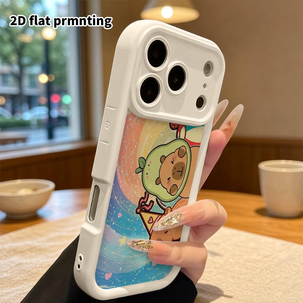 Phone case: 2D flat, suitable for iPhone 18 17 16 15 14 13 Pro protective case, three capybaras, perfect Christmas and Halloween holiday gift