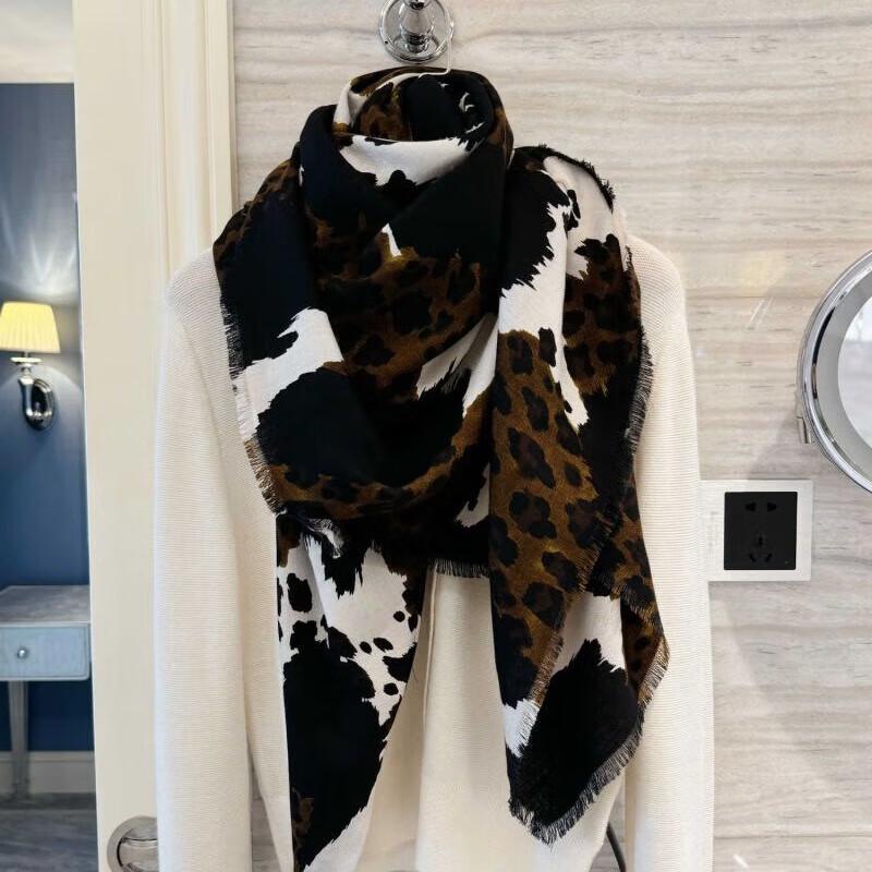 NINA SOLOR Soft Silk-Wool Blend French Fringe Square Scarf