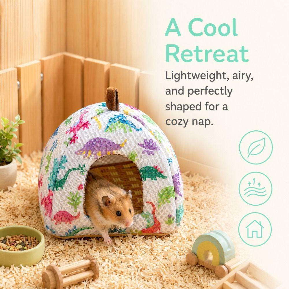 Arched Door Small Pet Bed Breathable Cooling Pet Hideout Lightweight Hamster Habitat Cage Decor