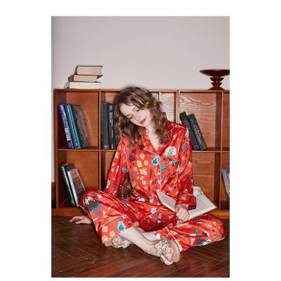 Удобная пижама женская высокого класса Sense Style с лацканами весна/лето с длинным рукавом домашний костюм