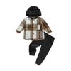 Toddler Baby Boy Clothes Long Sleeve Tops Plaid Hoodie Sweatshirt + Sweatpants Little Boy Fall Winter Outfits Set