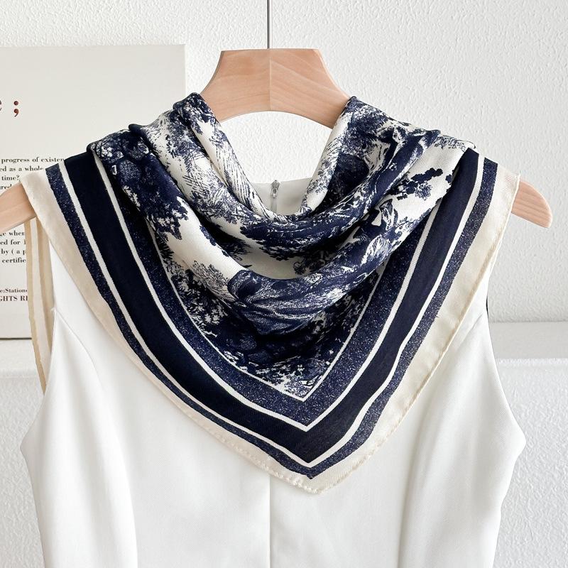 Women's French Red Cotton Silk Blend Scarf – 70CM Neck and Headscarf, Spring/Autumn Fashion Accessory