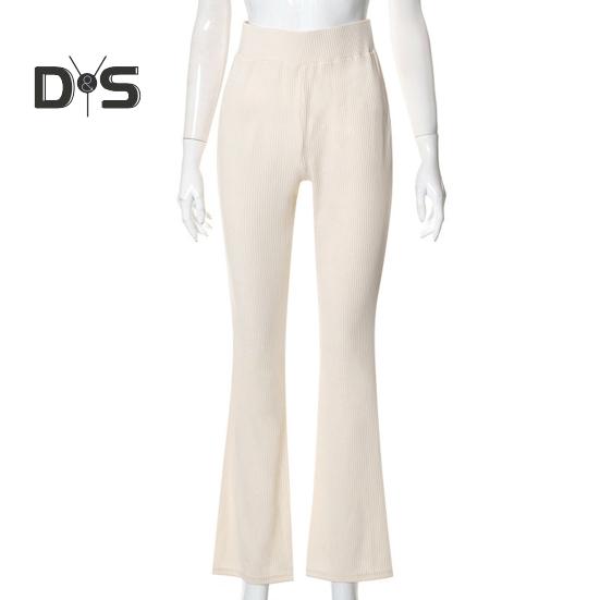 Женские брюки с высокой эластичной талией, эластичные однотонные нитки, облегающие брюки с расклешенным подолом, мягкие теплые длинные спортивные брюки для йоги, осенне-зимние спортивные штаны