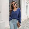 Autumn and Winter Striped Lapel Sweater Women's Loose Long Sleeve Knitwear
