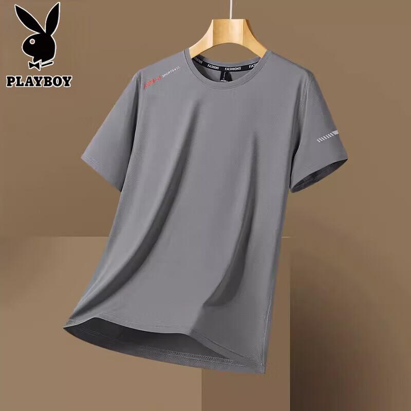 PLAYBOY Мужская футболка с коротким рукавом из ледяного шелка, быстросохнущая
