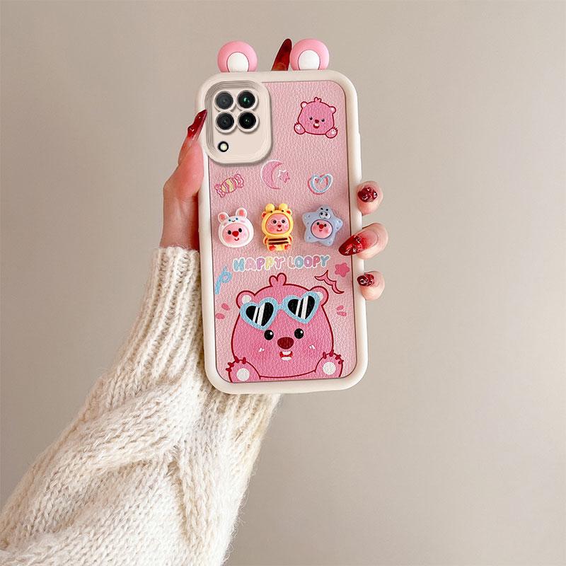 KEYSION Чехол с милым 3D-мультяшным ушком для Samsung A12 с браслетом, мягкий силиконовый противоударный чехол для задней панели телефона Galaxy M12