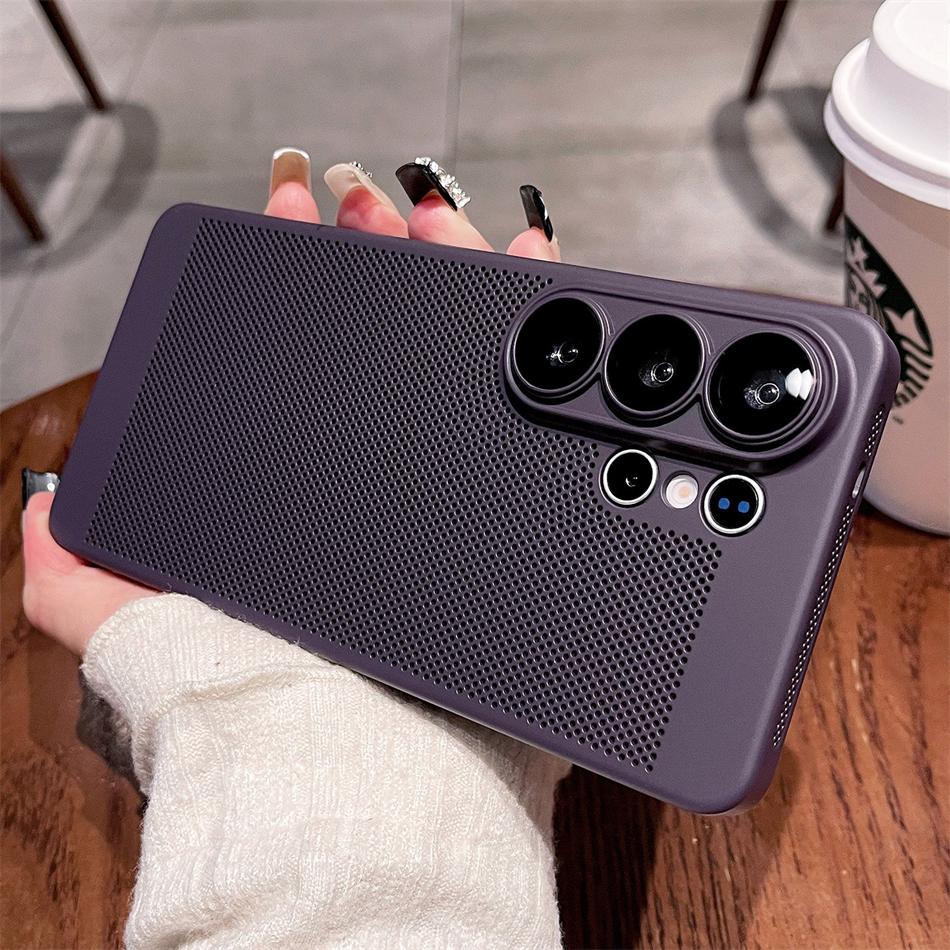 Дышащий сетчатый чехол для ПК с защитой от перегрева для Samsung Galaxy S26 S2 S24 S23 S22 Ultra S21 Plus Защита объектива Тонкий Матовый Жесткий Чехол