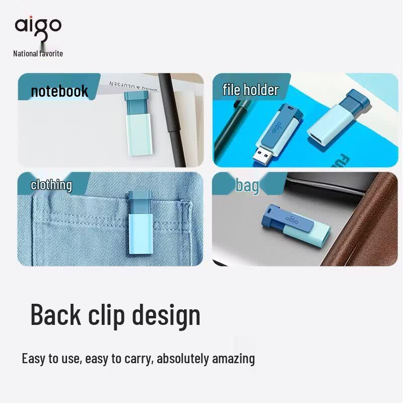 Выдвижная флеш-накопитель aigo U132 USB 3.2 с зажимом