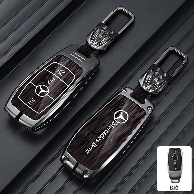 ZJH5 Car Key Case Cover For Mercedes Benz E C G M R S Class W204 W212 W176 GLC CLA GLA AMG Protector Keychain Shell Accessories