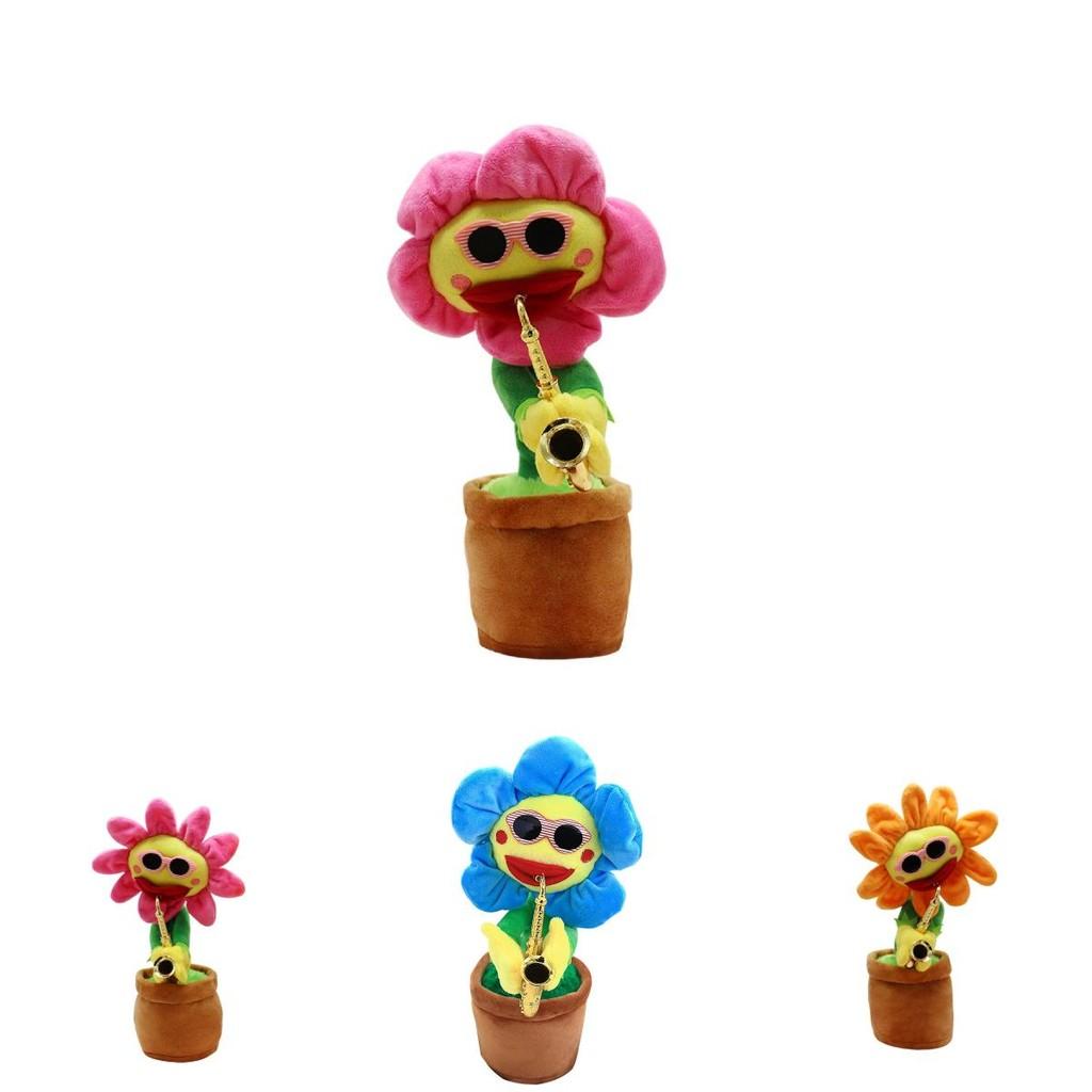 Saxophone Sunflower Plush Toy With Singing And Dancing Functions For Childrens Gift