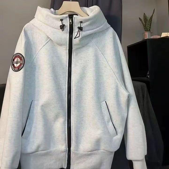 Американский Ретро Черный Кардиган с Капюшоном