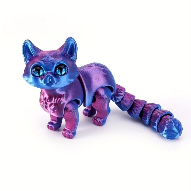 Игрушка-кошка, напечатанная на 3D-принтере, Подвижная кошка с гибкими суставами, Снятие стресса, Настольный питомец, Фиджет-игрушка для игры и демонстрации, Детский подарок