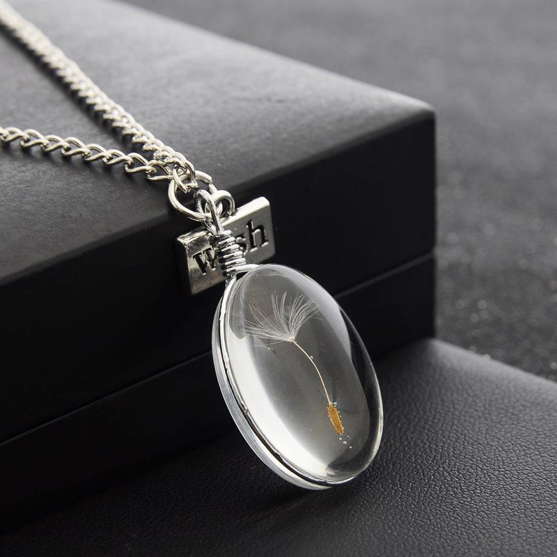 Fashion Crystal Glass Ball Dandelion Necklace Long Chain Pendant Necklaces Jewelry Accessories