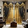 2 шт. цифровой печати HD на шторах имитация ламбрекена желтый атмосферный узор в дворцовом стиле подвесной стиль украшения дома
