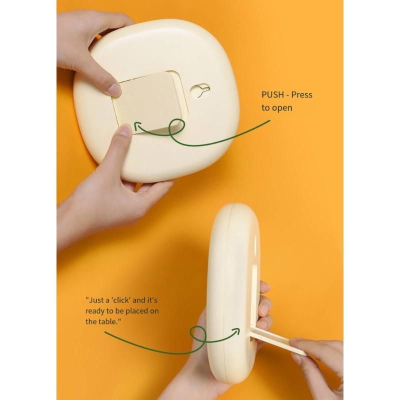 Bubble Shape Table Clock with Bracket ABS Quiet Creamy Yellow Battery Operated Wall Hanging Clock Home Decors Gifting